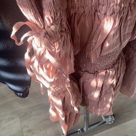 HOUSE OF HARLOW 1960 Corinne Shirted Mini Dress Desert Rose S - Picture 6 of 11